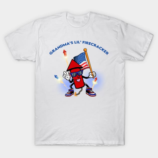 Grandma's Lil' Firecracker Kids 4th of July T-Shirt by WalkingMombieDesign